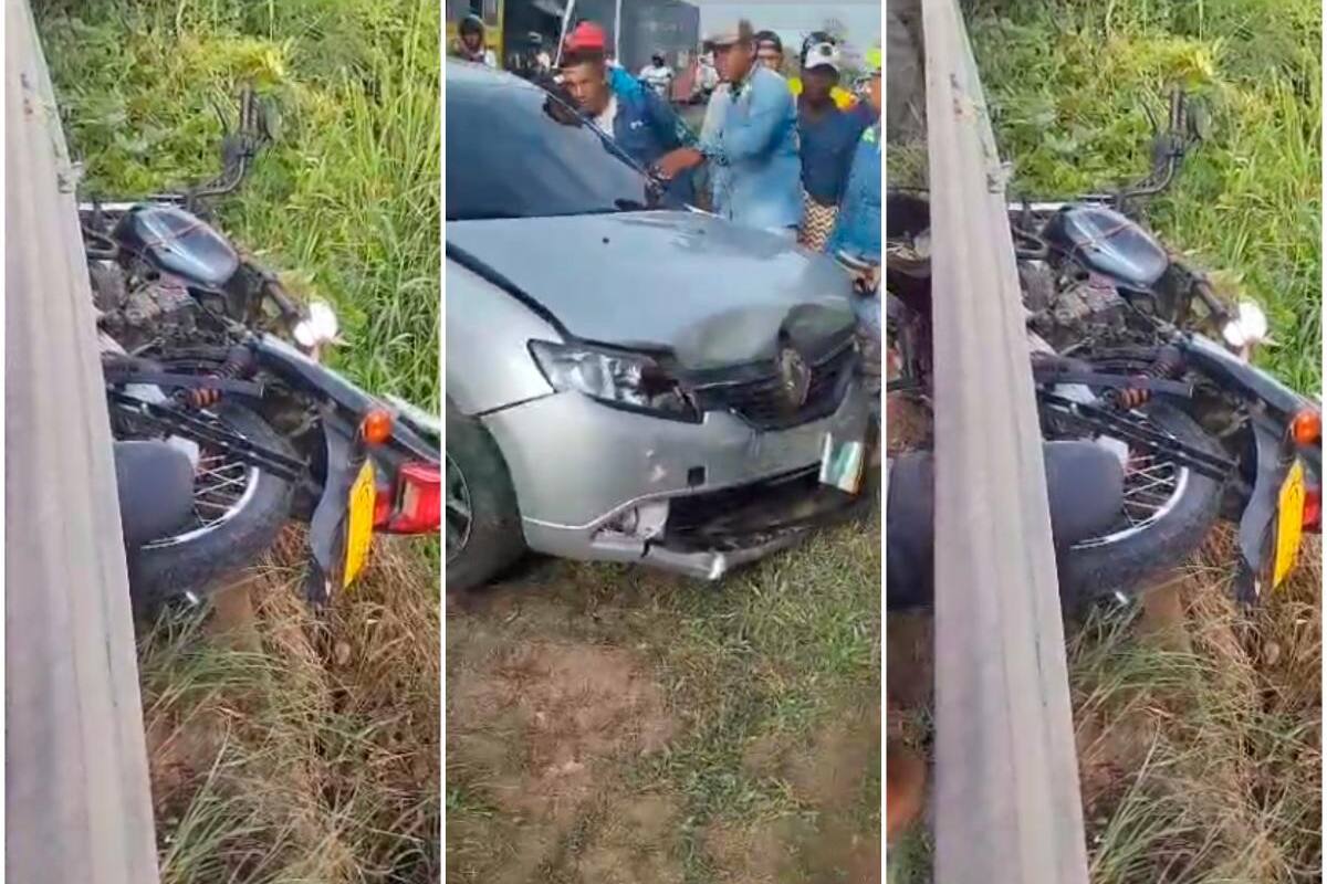 Video: Choque entre carro y moto en La Cordialidad deja 3 heridos