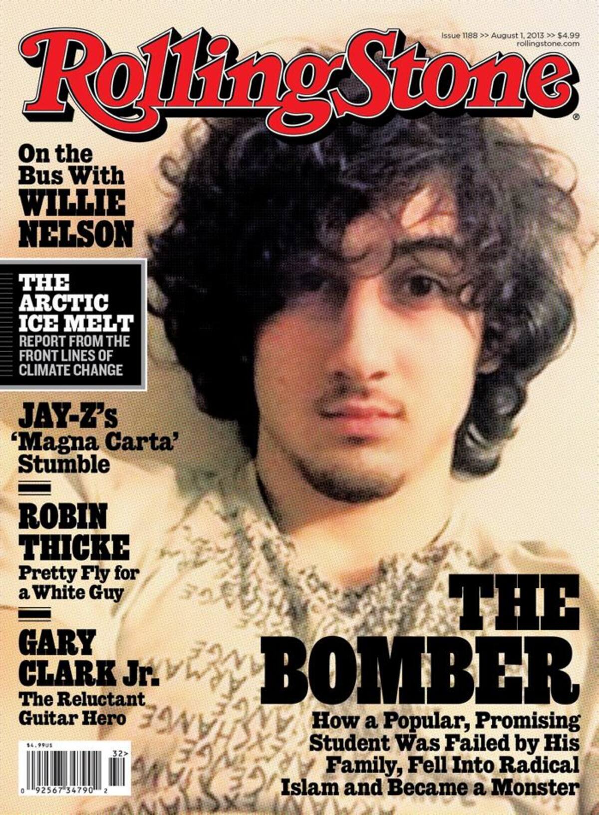 La portada del número del 1 de agosto de la revista muestra una fotografía en la que Tsarnaev luce más como los astros de rock que suelen agraciarla que como un sospechoso del atentado del 15 de abril en la meta del maratón que dejó tres muertos y más de 260 heridos. AFP HO