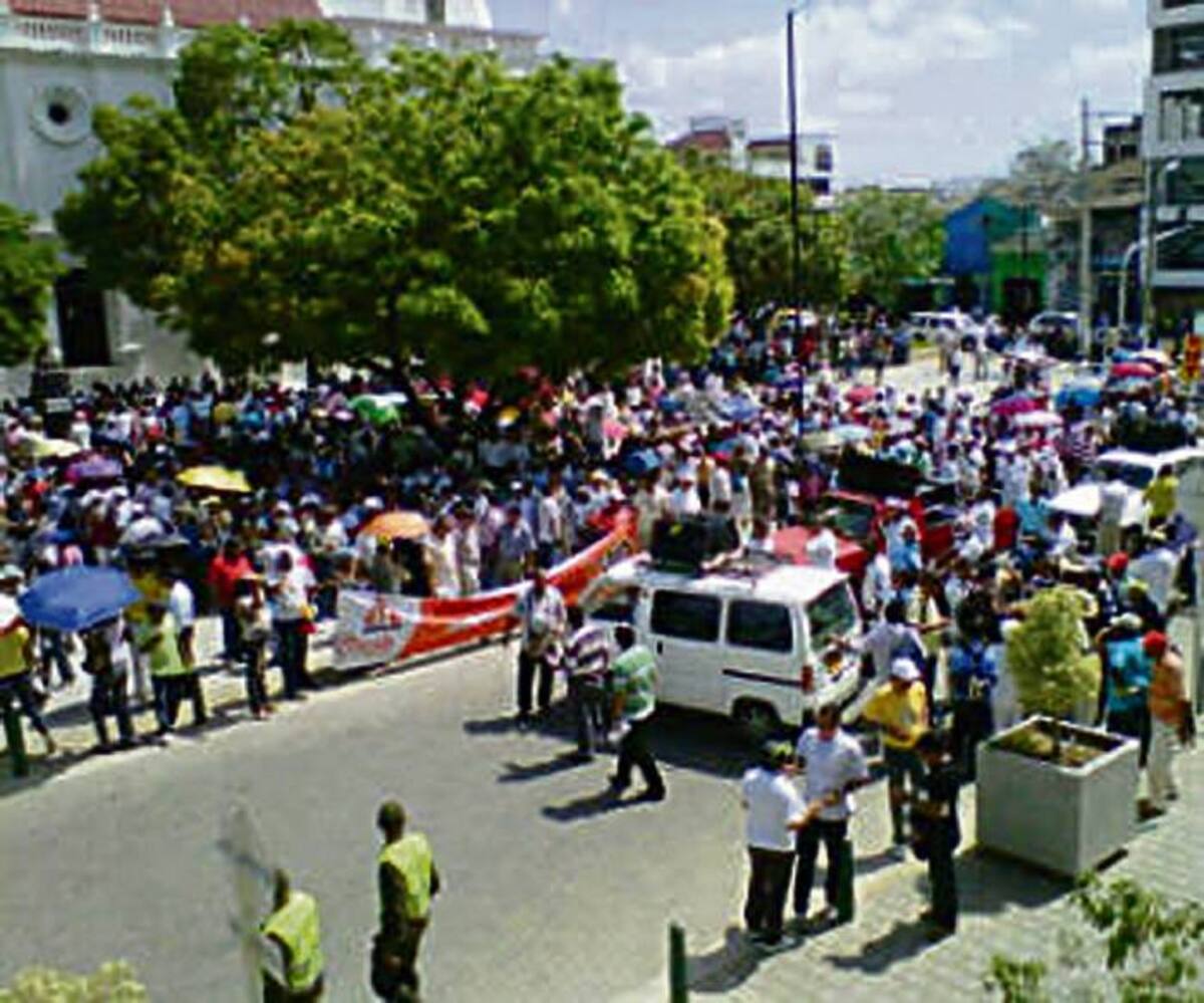 Marcha de maestros ayer en Montería.