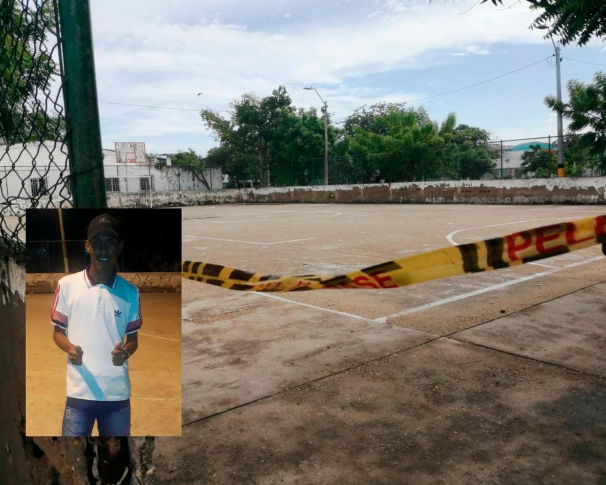 En esta cancha de fútbol fue baleado en la noche del sábado John Alex Lara Arnedo.