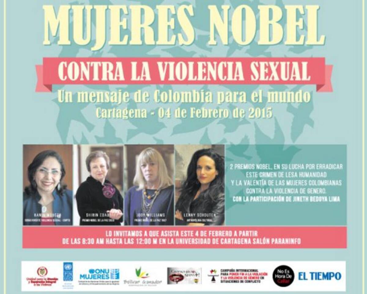 Mujeres Nobel, a la que pertenecen Jody Williams y Shirin Ebadi, premios Nobel de Paz en 1997 y 2003, respectivamente, presidirán el foro “Mujeres Nobel y Sobrevivientes de Violencia sexual - Un mensaje de Colombia para el mundo” ARCHIVO