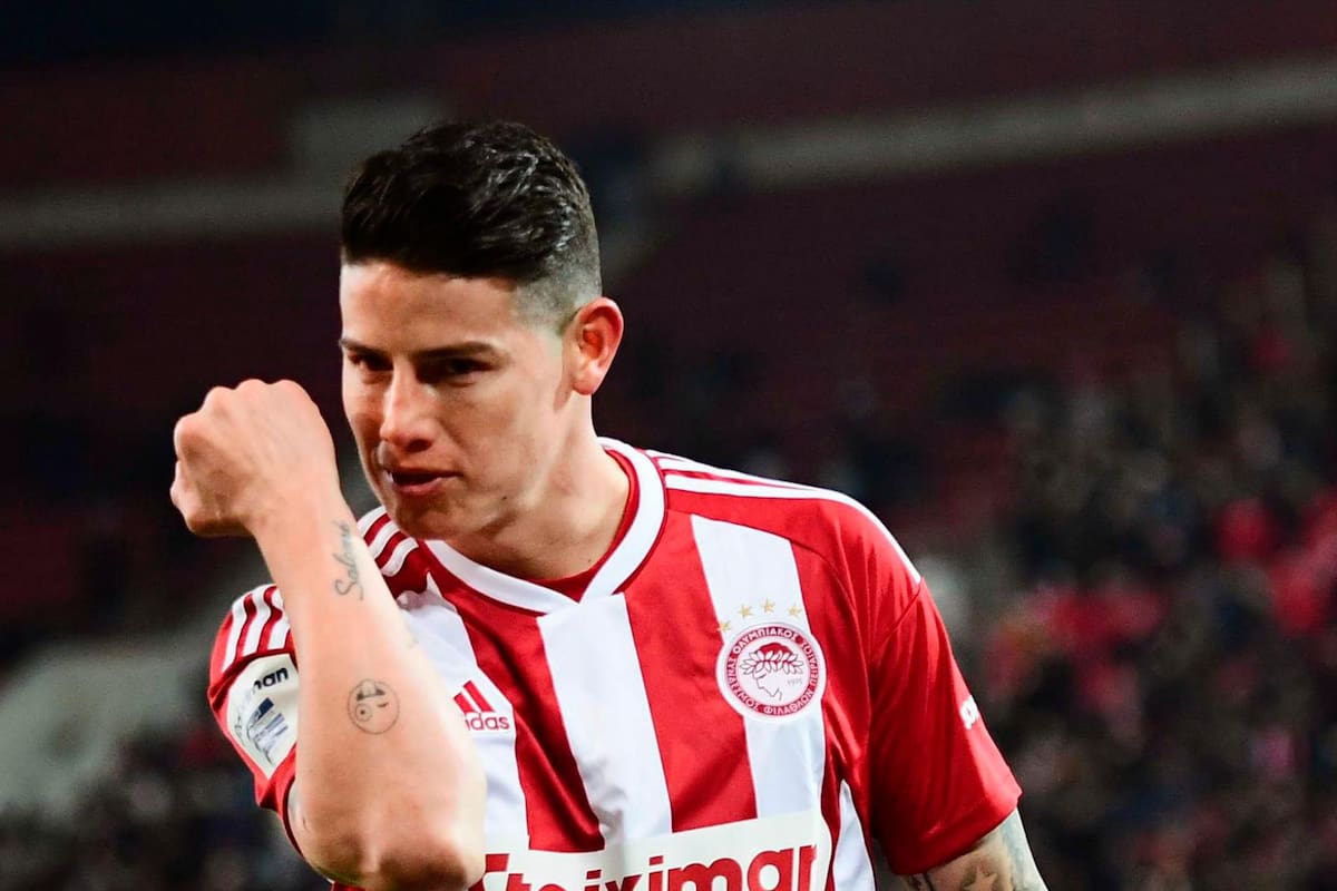 James Rodríguez marcó su primer doblete con Olympiacos
