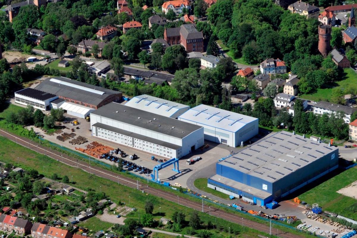 Vista aérea del centro de producción de Wismar.
