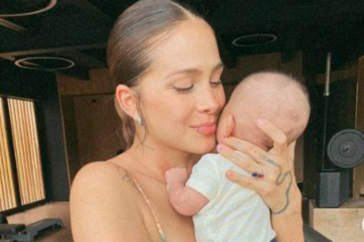 ¿Se le chispoteó? Greeicy mostró el rostro de su hijo en un video
