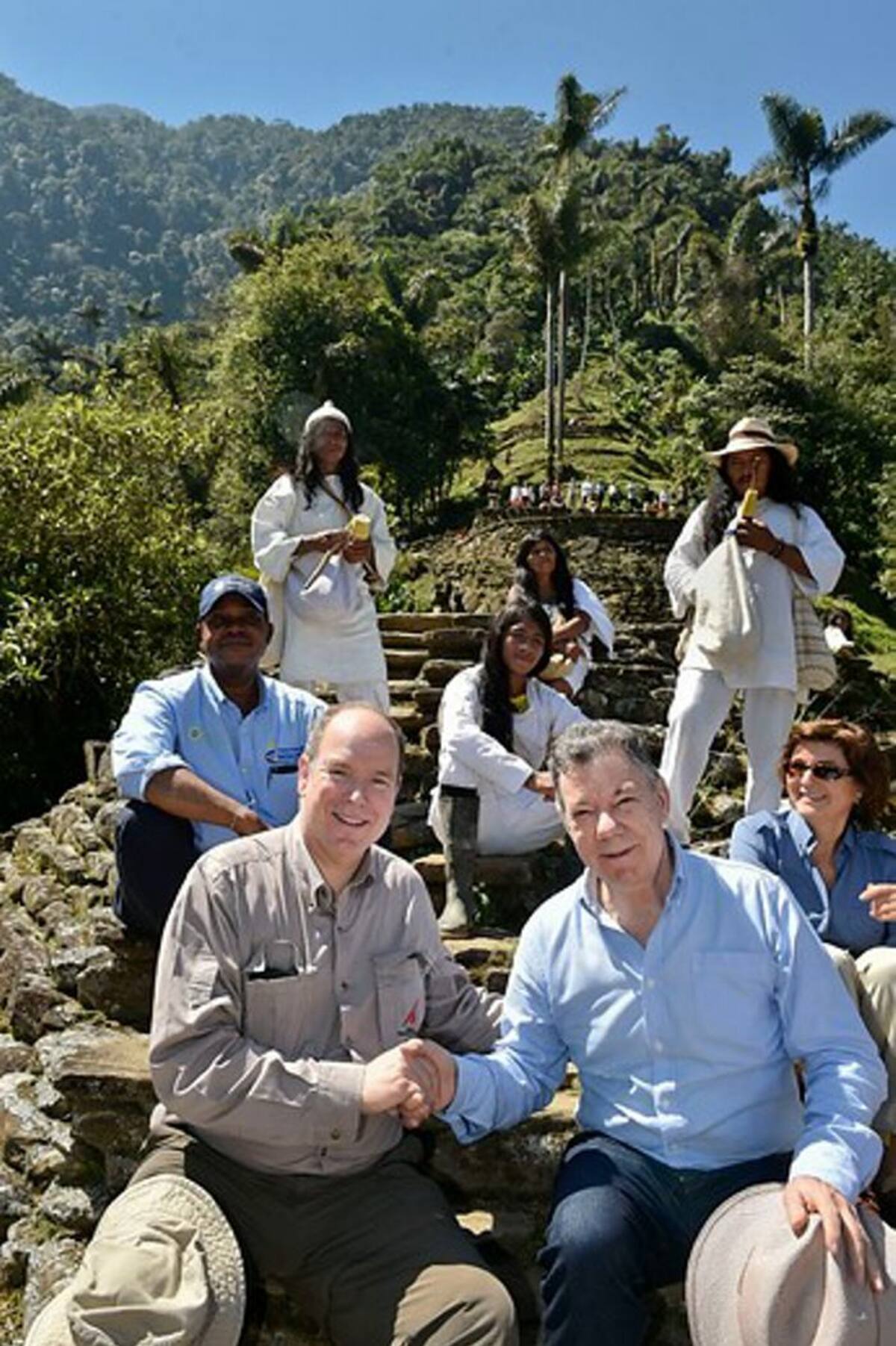 Visita a Ciudad Perdida del príncipe Alberto Segundo de Mónaco y el presidente de la República, Juan Manuel Santos. Colprensa