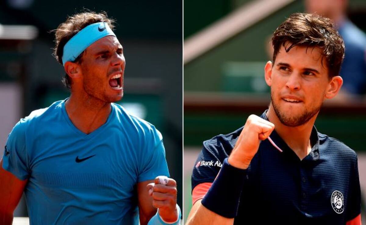 Rafael Nadal y Dominic Thiem durante sus partidos de semifinales en el torneo de tenis Abierto de Francia en Roland Garros en París, Francia. EFE