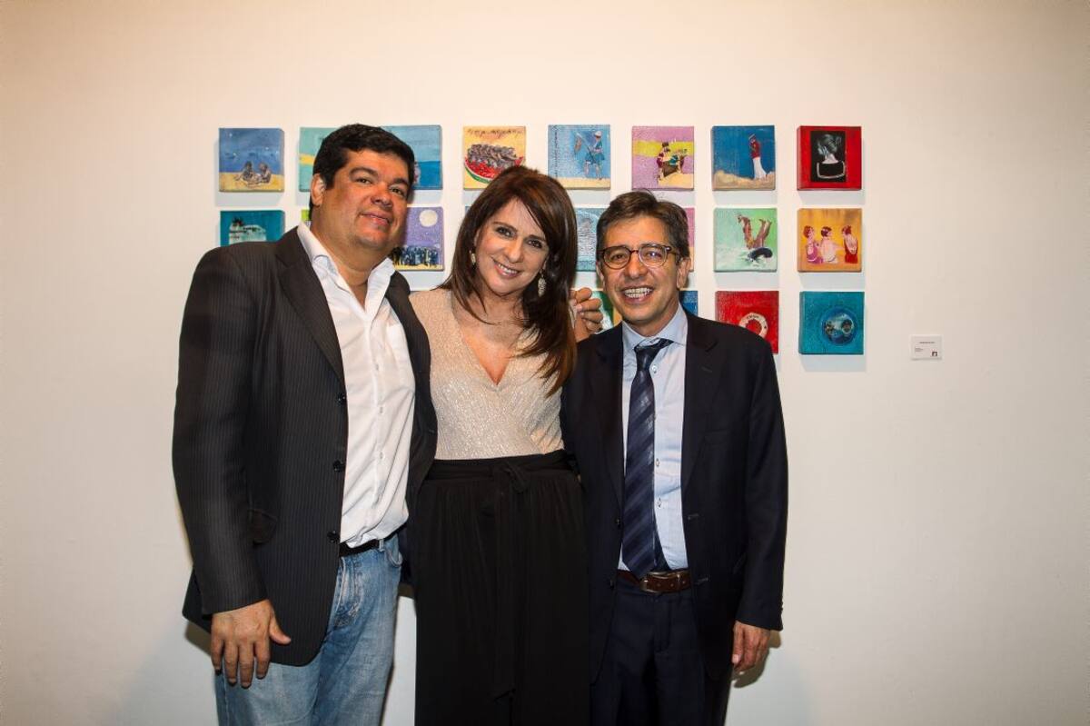 Edwin Herazo; la expositora, Luisa Fernanda De La Vega; e Iván Adarve.
