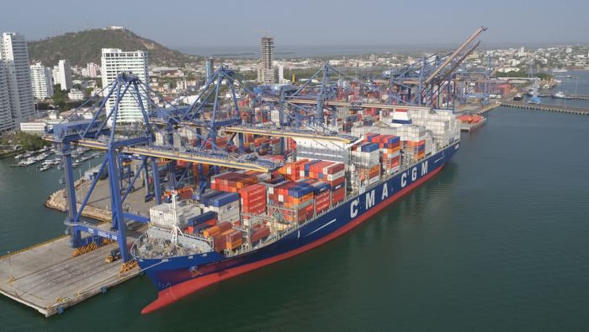 Muelle de la Sociedad Portuaria Regional de Cartagena, en Manga, repotenciado para recibir megabuques pos panamax de hasta 14 mil contenedores. Cortesía.