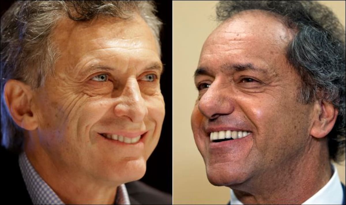Mauricio Macri (izquierda) y Daniel Scioli. AP Victor Caivano, Natacha Pisarenko