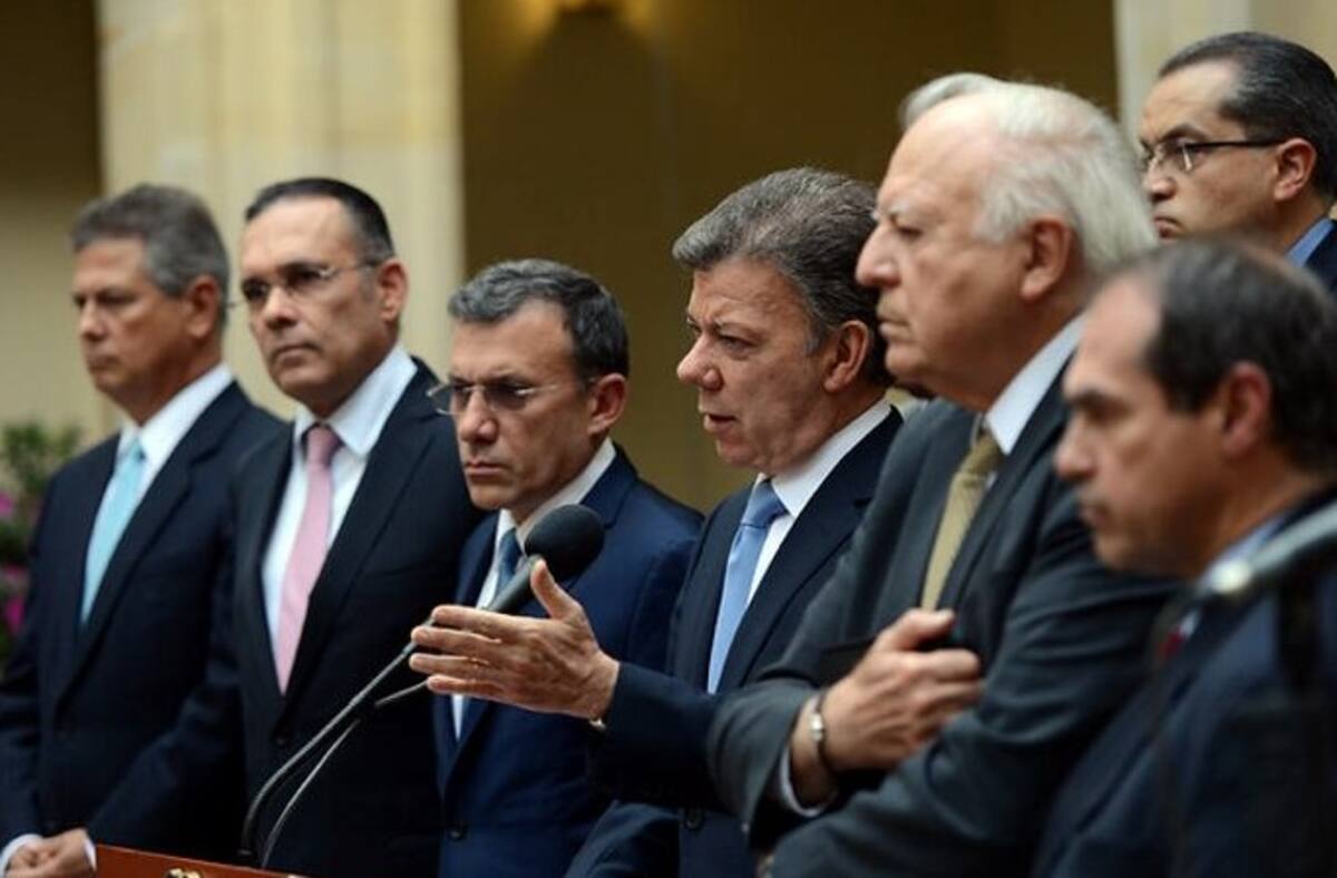 El presidente Juan Manuel Santos, reunido con los jefes de las bancadas de la Unidad Nacional. COLPRENSA