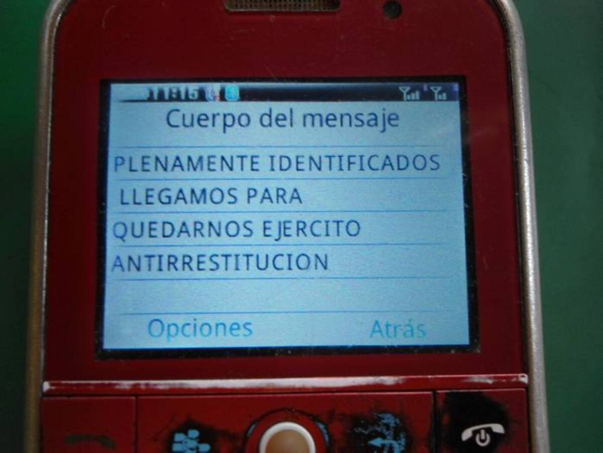 Mensajes amenazantes enviados por el supuesto “ejército antirestitución” a los defensores de las víctimas y derechos humanos de El Carmen de Bolívar. LILA LEYVA - EL UNIVERSAL