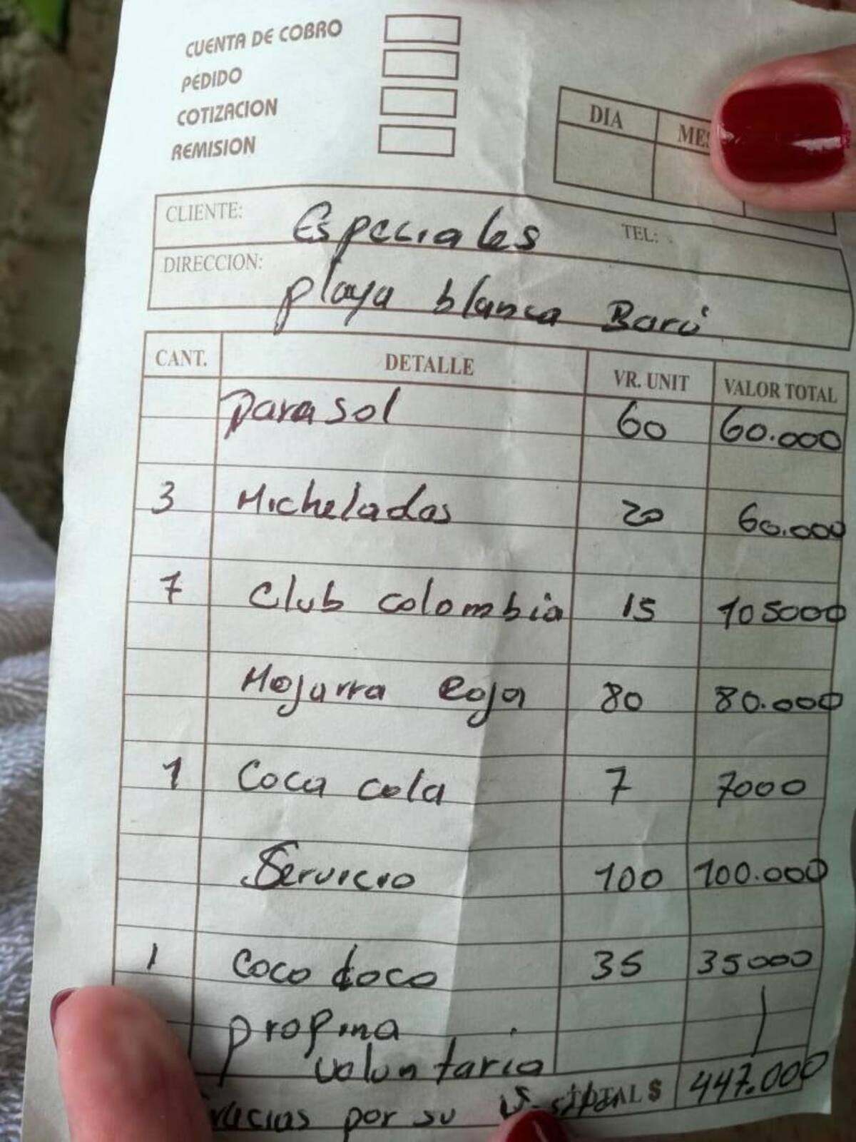 Factura del consumo.