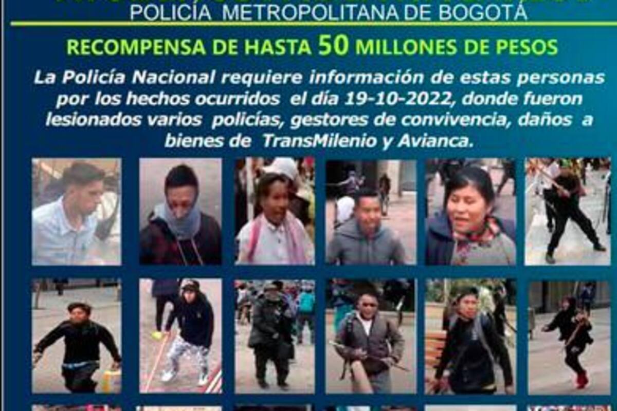 Millonaria recompensa por información de agresores de policías en Bogotá