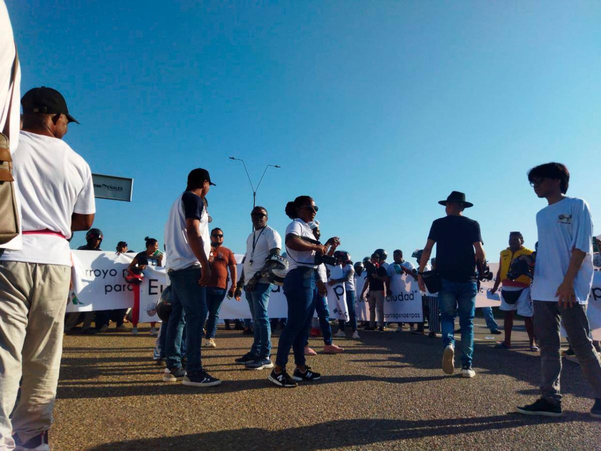 La protesta se hace en la Vía del Mar, en el sector Las Ramblas. // Cortesía