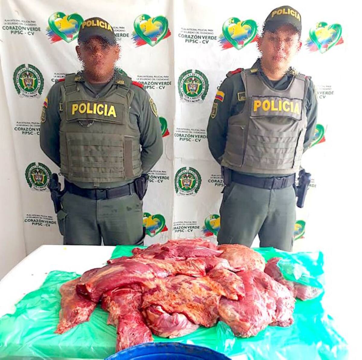 Fueron 55 kilógramos del producto cárnico los que se decomisaron en el municipio de Manatí, Atlántico. Cortesía