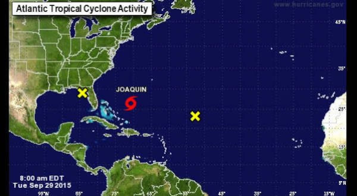 Joaquín, que puede seguir aumentando en poder en las próximas horas, no representa por lo pronto un peligro para zonas pobladas. FOTO: www.nhc.noaa.gov