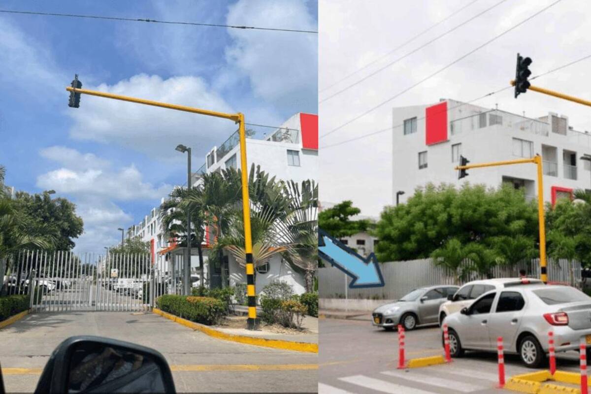 Solo en Cartagena: Polémica por semáforo en la puerta de conjunto residencial