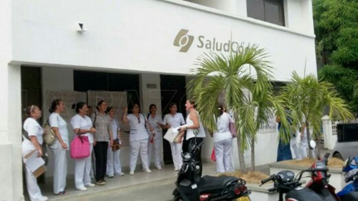 Protesta de trabajadores de la extinta Saludcoop en Montería. cortesía