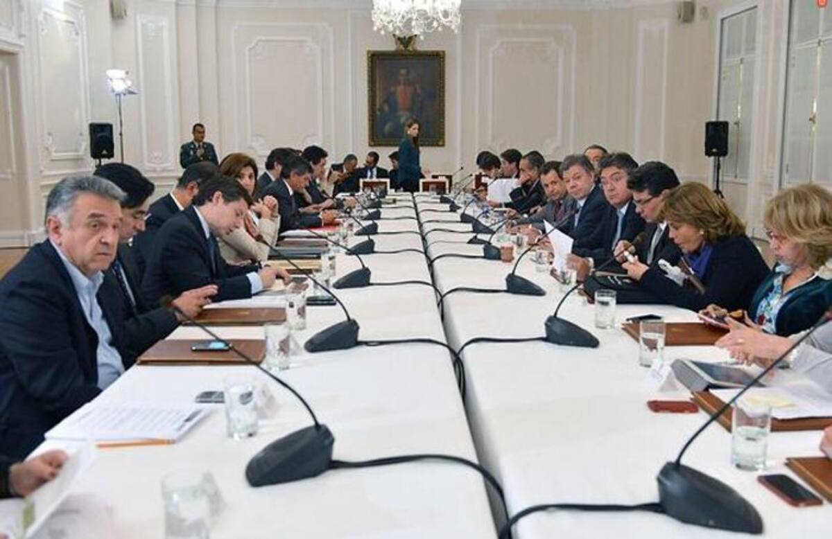 El presidente Juan Manuel Santos durante la sesión de Conpes en la Casa de Nariño. COLPRENSA
