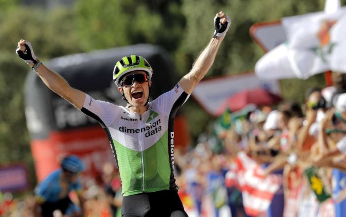 Benjamin King celebra su victoria de etapa. EFE Manuel Bruque