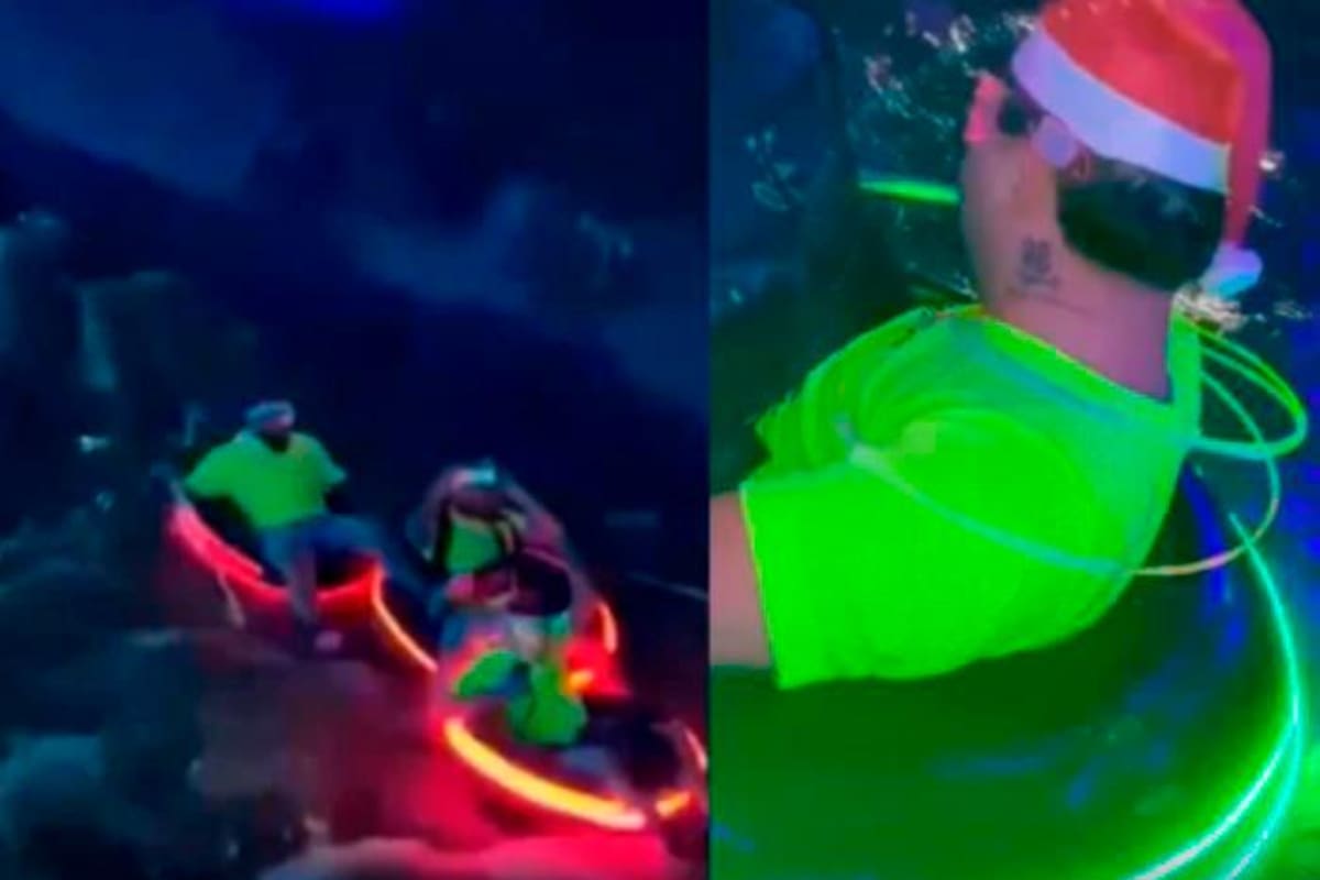 Video: con flotadores se pasean por el río Medellín para ver los alumbrados