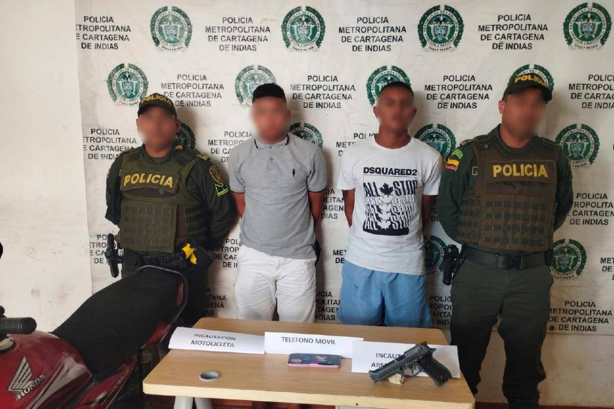 Atracaron con arma ilegal en Turbaco y la Policía los capturó en flagrancia