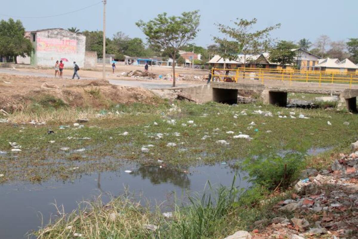 El canal del barrio Las Palmeras o Caño Matute, víctima de los desechos que le arrojan. foto zenia valdelamar