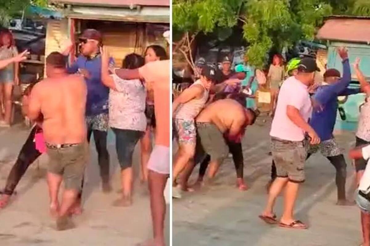 Video: carperos y turistas pelean a puños, patadas y pedradas