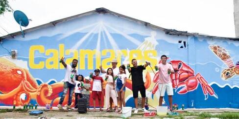 El imponente mural acuático que hicieron en Los Calamares