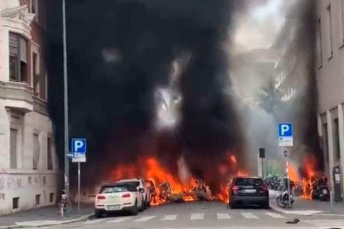 Fuerte incendio en el centro de Milán tras explotar un camión