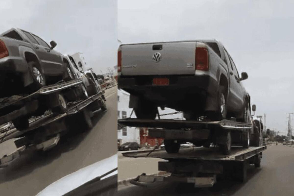 Video: Quejas por grúa que carga otra grúa y un vehículo en la Pedro de Heredia