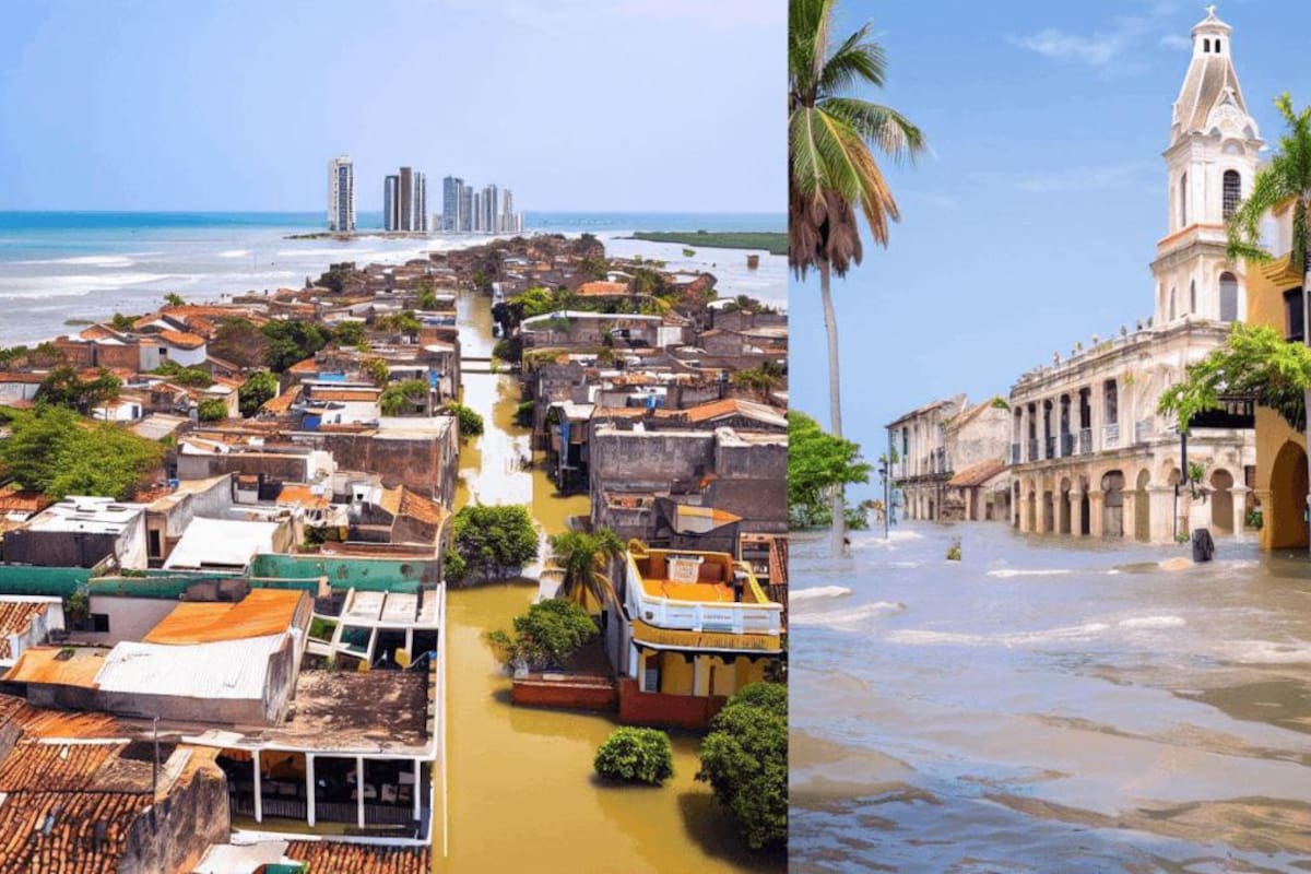 Así se vería Cartagena en 2100 si aumenta el nivel del mar, según IA