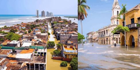 Así se vería Cartagena en 2100 si aumenta el nivel del mar, según IA