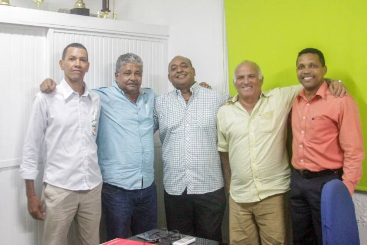 David Ward (presidente), José Baena (secretario), Dagoberto Cavadía (vicepresidente), Basilio Díaz (tesorero) y Rafael Guardo (vocal), quien hacen parte del Órgano de Administración de la Liga de Béisbol de Bolívar. NAYIB GAVIRIA EL UNIVERSAL