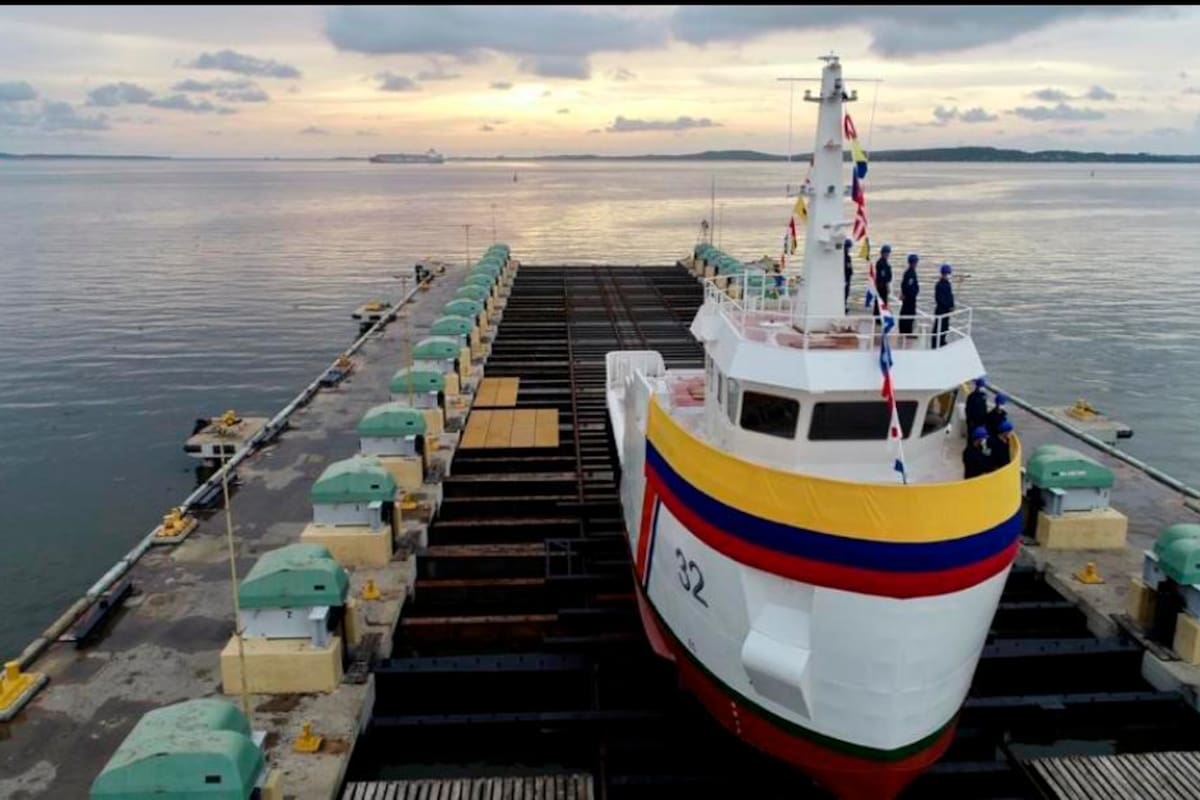 Cotecmar lidera botadura del ARC “Isla Alburquerque” nuevo buque de la Dimar