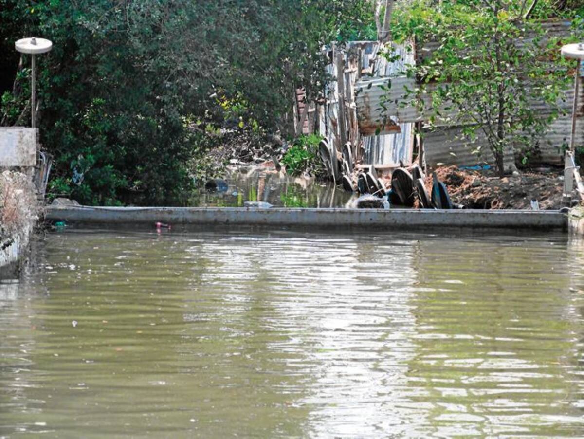 Una vieja compuerta en el sector Dandy no funciona, permitiendo el paso de gran cantidad de agua proveniente del Caño de Bazurto. CARLOS CALDERA-GENTE BAHÍA