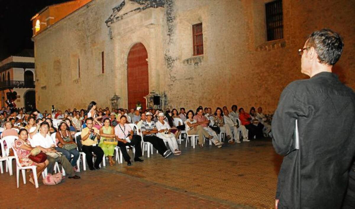 Ernesto McCausland en la presentación de su última película “Eterno nómada”, en Cartagena, marzo de 2012. Foto Maruja Parra