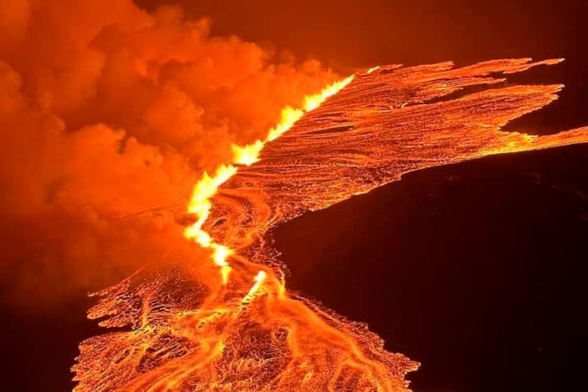 Impresionantes imágenes de la fuerte erupción volcánica en Islandia