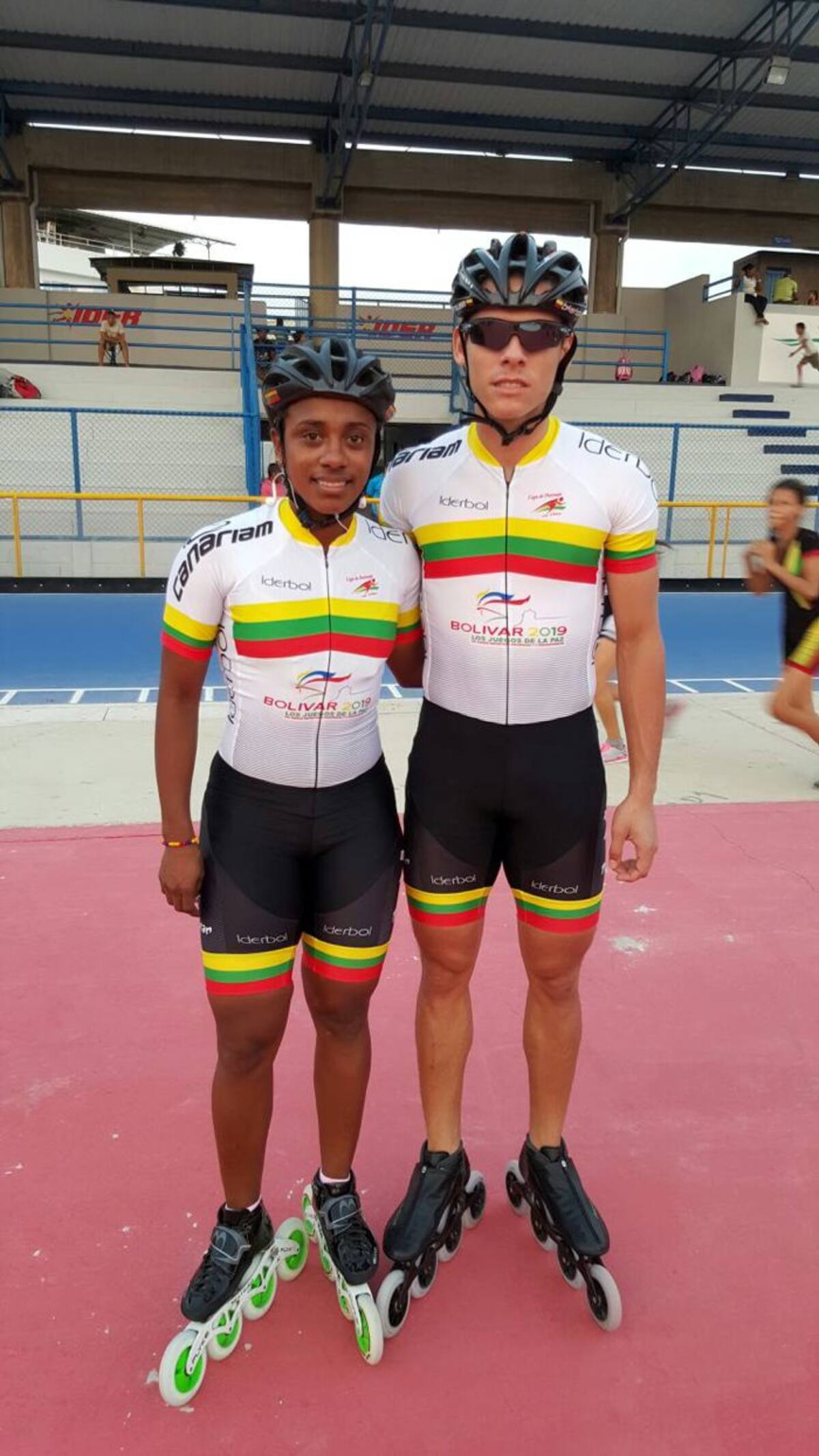 Yercy Puello y Andrés Jiménez, dos de los grandes referentes del patinaje bolivarense. CORTESÍA