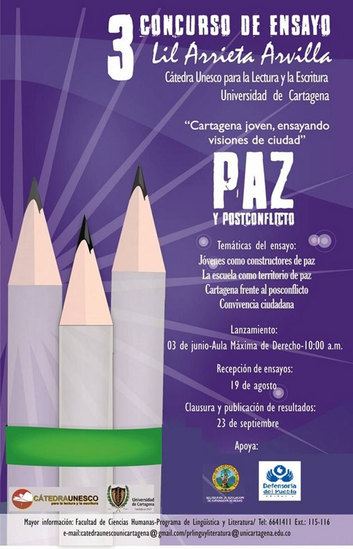 El tercer concurso de ensayo se realiza este año en homenaje a a la memoria de la Lil Arrieta Arvilla (Q.E.P.D) Cortesía.