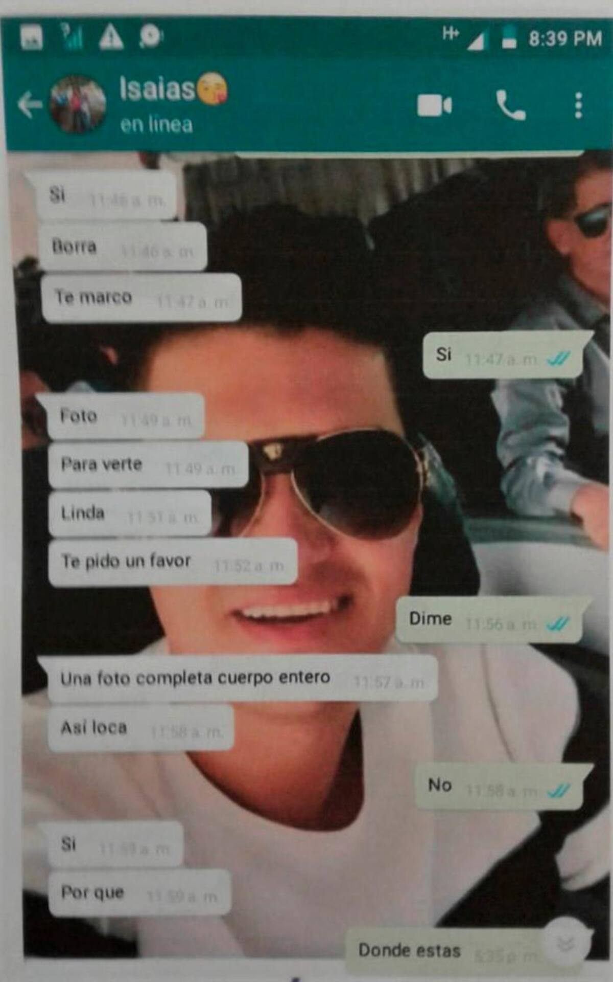Chat entre la menor y el candidato.