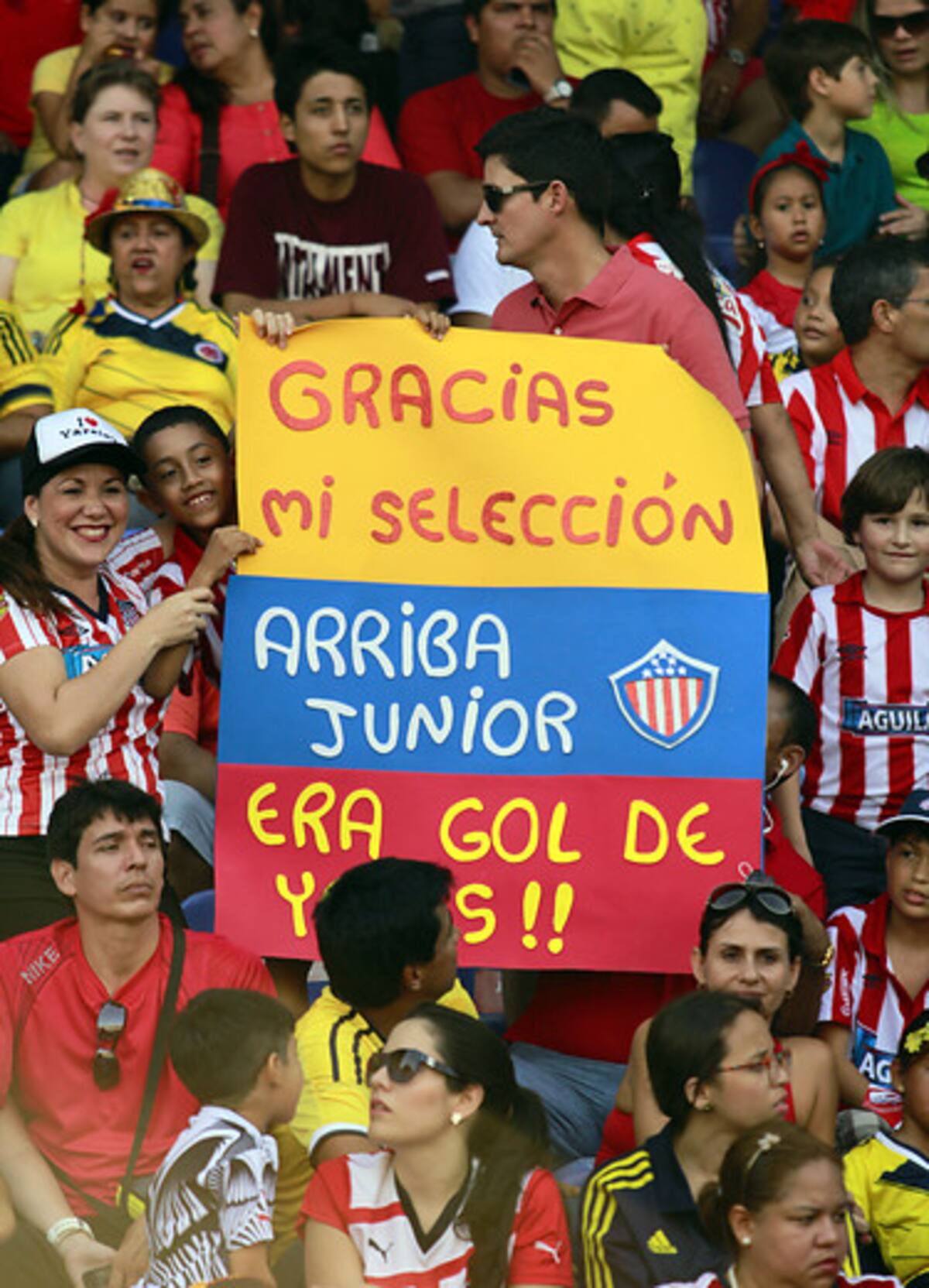 Carteles de agradecimiento a la selección Colombia. COLPRENSA