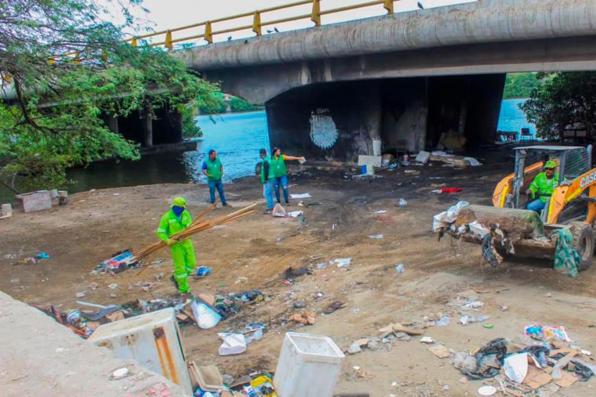 ¡Qué montón de basuras! Esto fue lo que sacaron de los bajos del puente Heredia