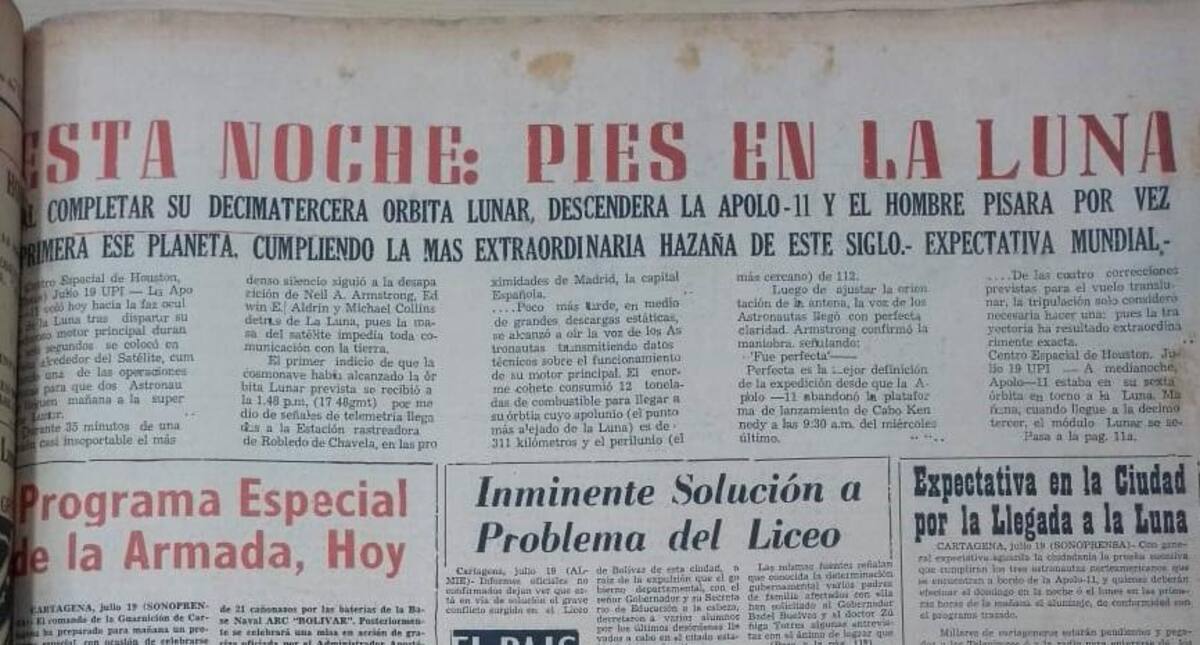 Así tituló El Universal el 20 de julio la noticia del alunizaje.