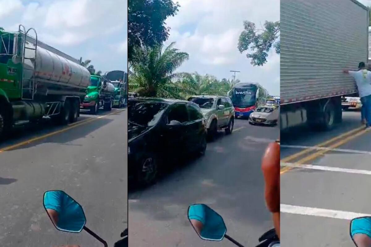 Video: Caos vehicular en vías de Bolívar por paro de buses intermunicipales