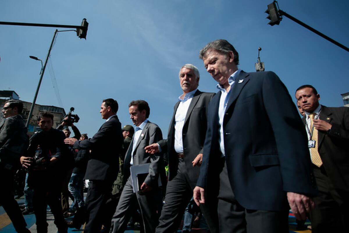 Presidente de la República Juan Manuel Santos y el Alcalde electo Enrique Peñalosa visitaron sector comercial del centro de la ciudad. ( Colprensa