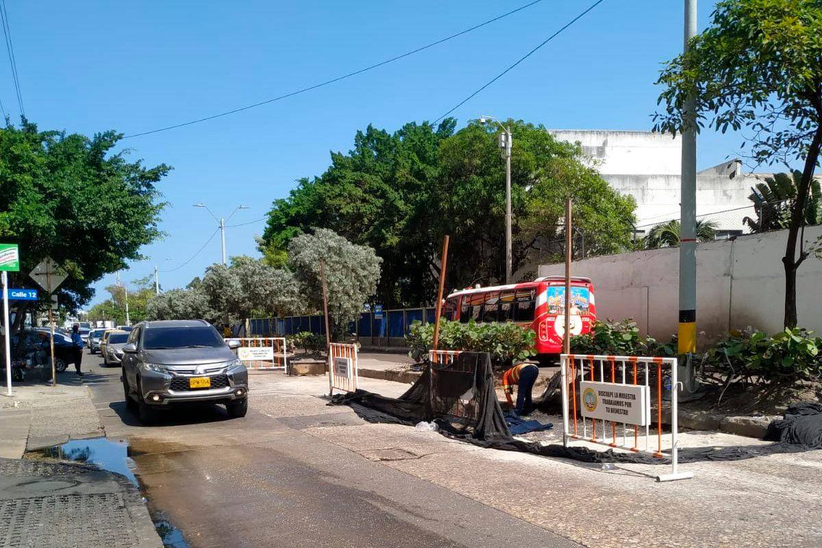 Intervención vial en entrada de Bocagrande impacta movilidad de la zona