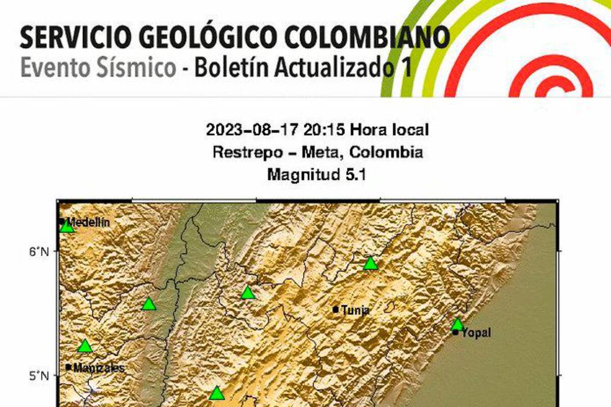 Sigue temblando en Colombia: reportan sismo de magnitud 5.1