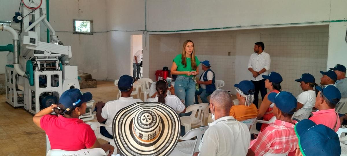 Ella Núñez, directora de la Agencia de Desarrollo Rural (ADR) en Bolívar en el acto de cierre del proyecto de fortalecimiento de la cadena del arroz, en San Pablo (Marialabaja).