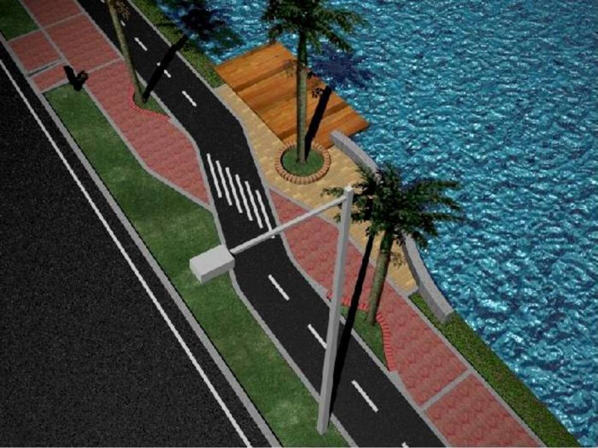 Paseo peatonal y ciclovía, paralelos a la Quinta Avenida de Manga.